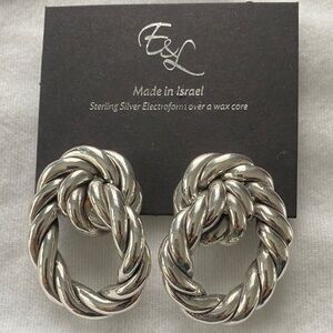 E & L electroform sterling silver Twisted Silver Earrings